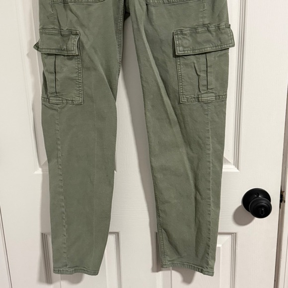 American Eagle Cargo Pants Women 0 Green Straight Leg Stretch Utility Streetwear - Picture 5 of 13